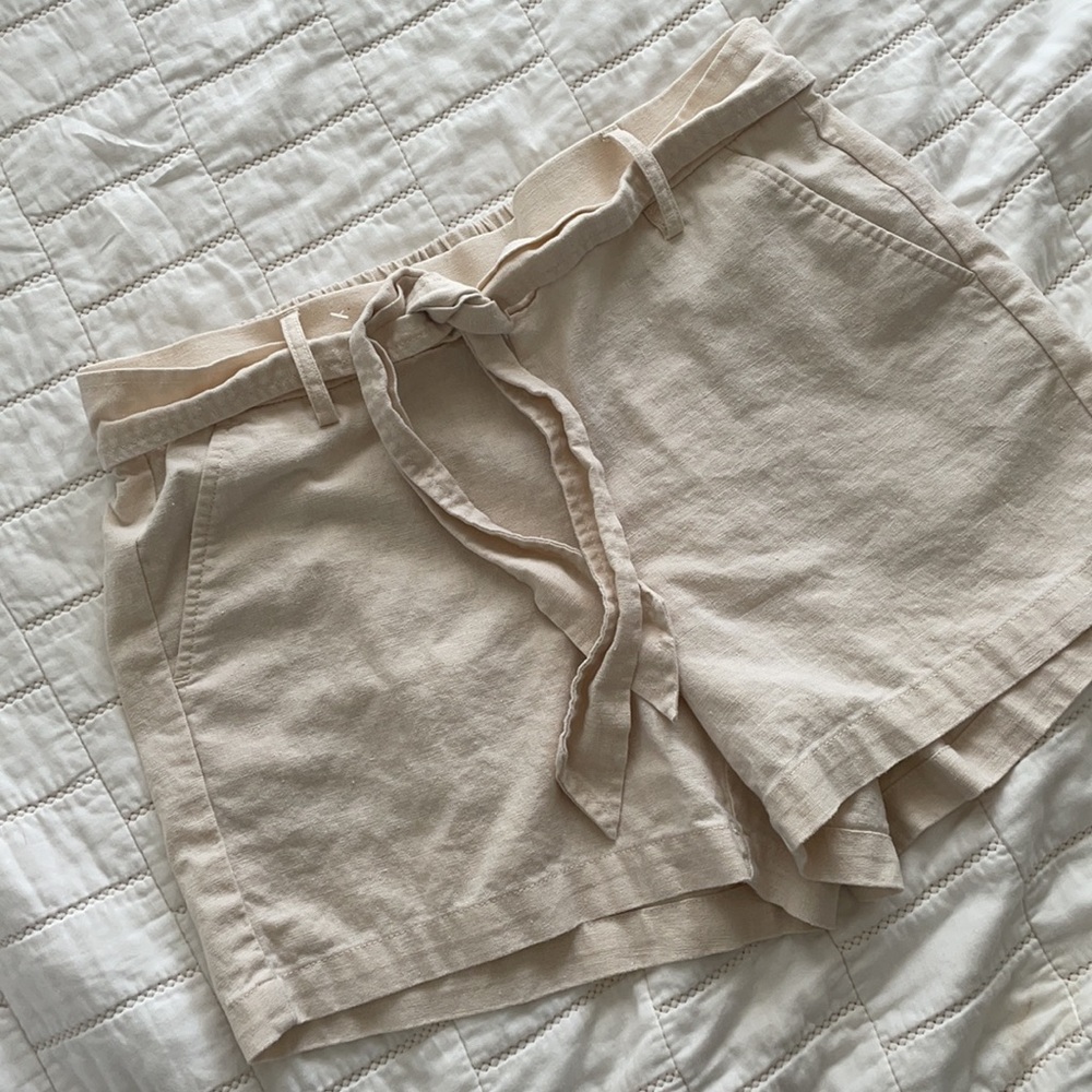 J.Crew cream linen shorts
